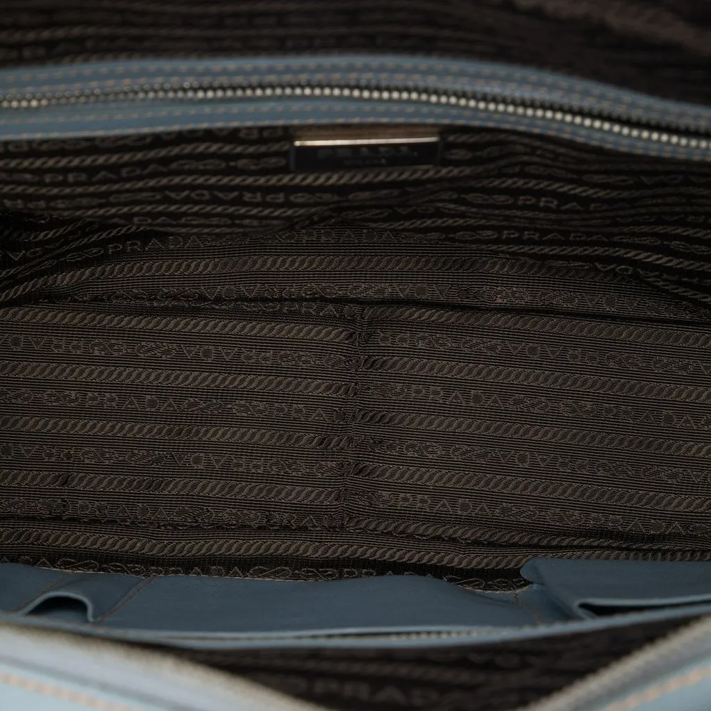 Prada Saffiano Business Bag Blue Leather Very good - Model View