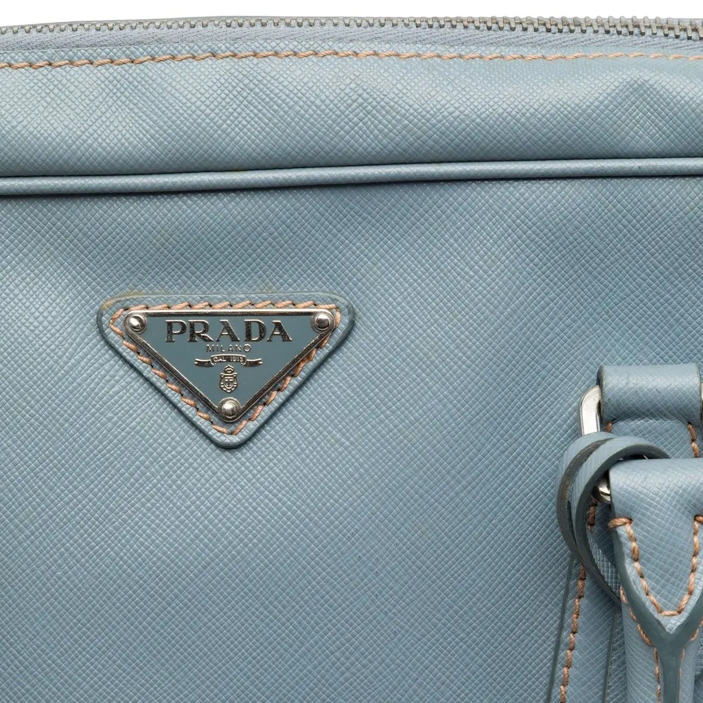 Prada Saffiano Business Bag Blue Leather Very good - Box View
