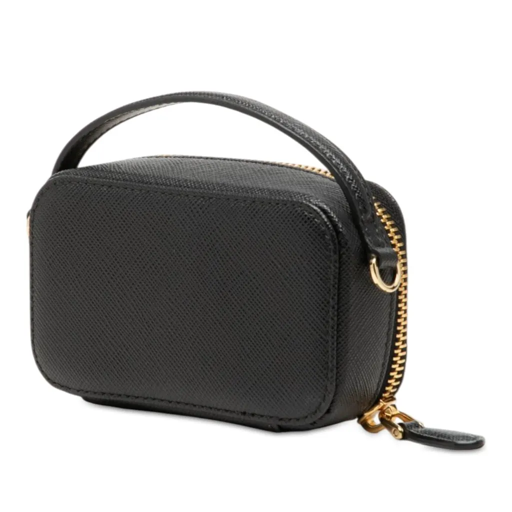Prada Mini Saffiano Pouch Black Leather Good - Back View