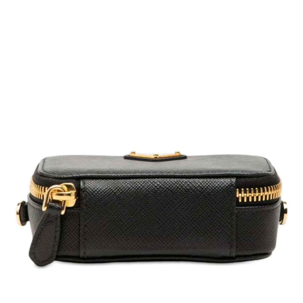 Prada Mini Saffiano Pouch Black Leather Good - Inside View
