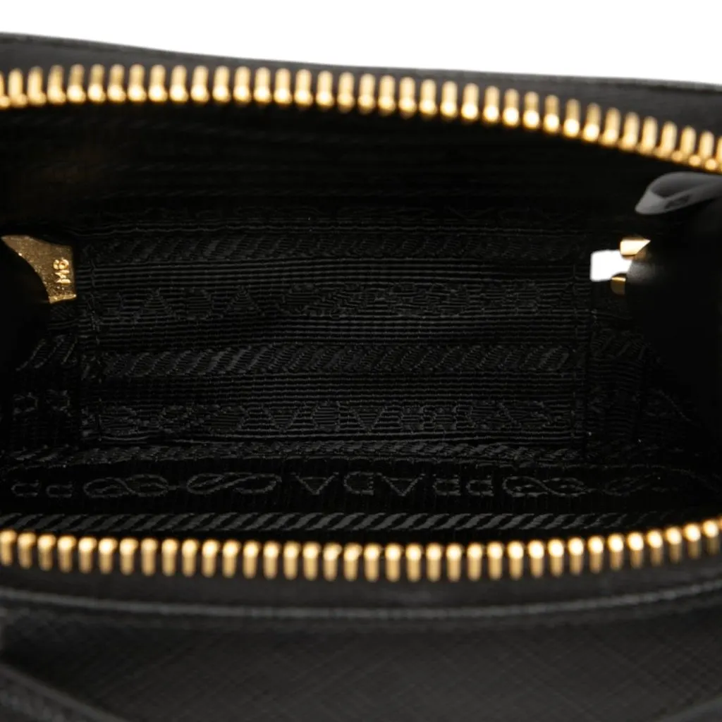 Prada Mini Saffiano Pouch Black Leather Good - Model View