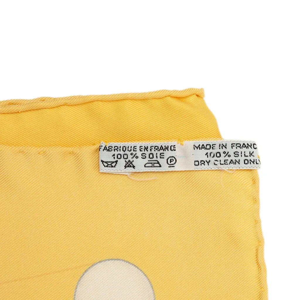 Hermès La Musique des Spheres Silk Scarf 90 Yellow Silk Good - Back View