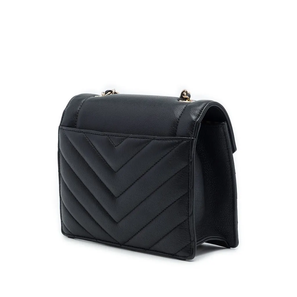 Chanel Small Chevron Calfskin Envelope Flap Black Leather Very good - Back View