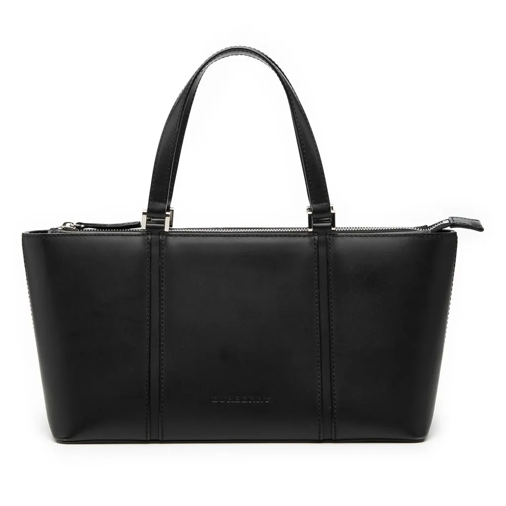 Burberry Leather Handbag Black Leather Good - Front View