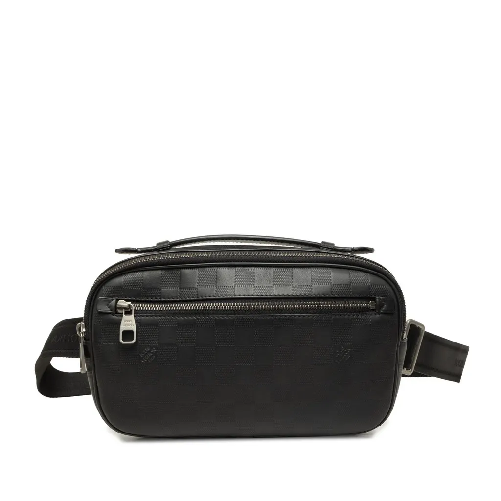 Louis Vuitton Damier Infini Ambler Black Leather Good - Front View