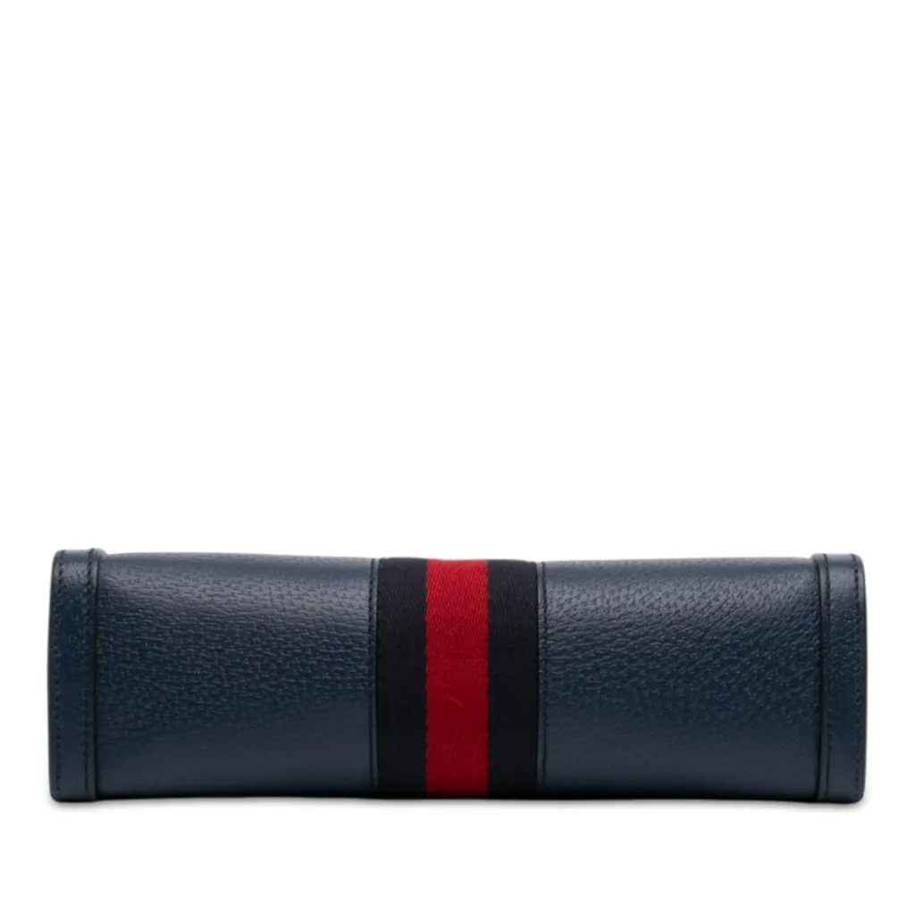 Gucci Small Calfskin Web Ophidia Chain Crossbody Blue Leather Very good - Inside View