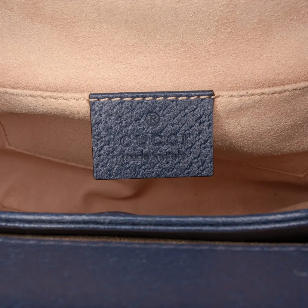 Gucci Small Calfskin Web Ophidia Chain Crossbody Blue Leather Very good - Box View