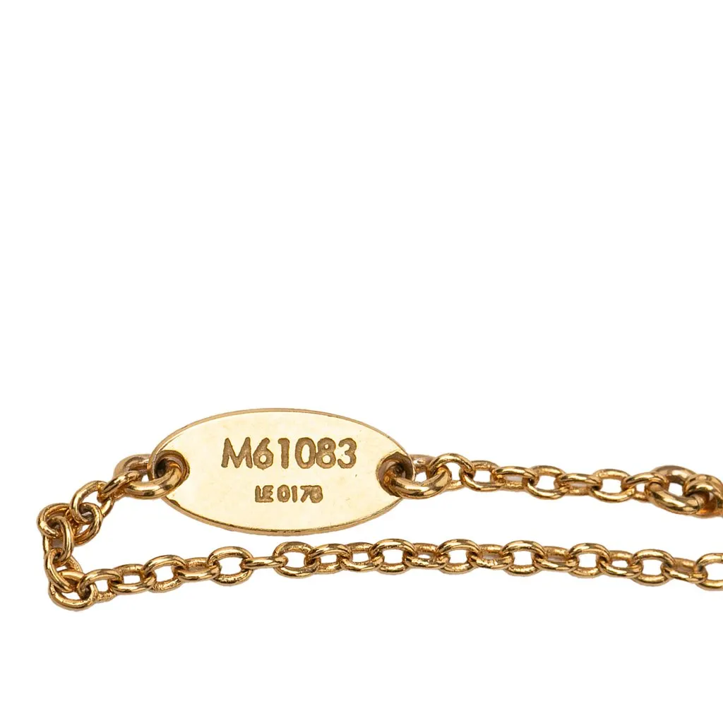 Louis Vuitton Gold Plated Essential V Necklace Gold Metal Good - Model View