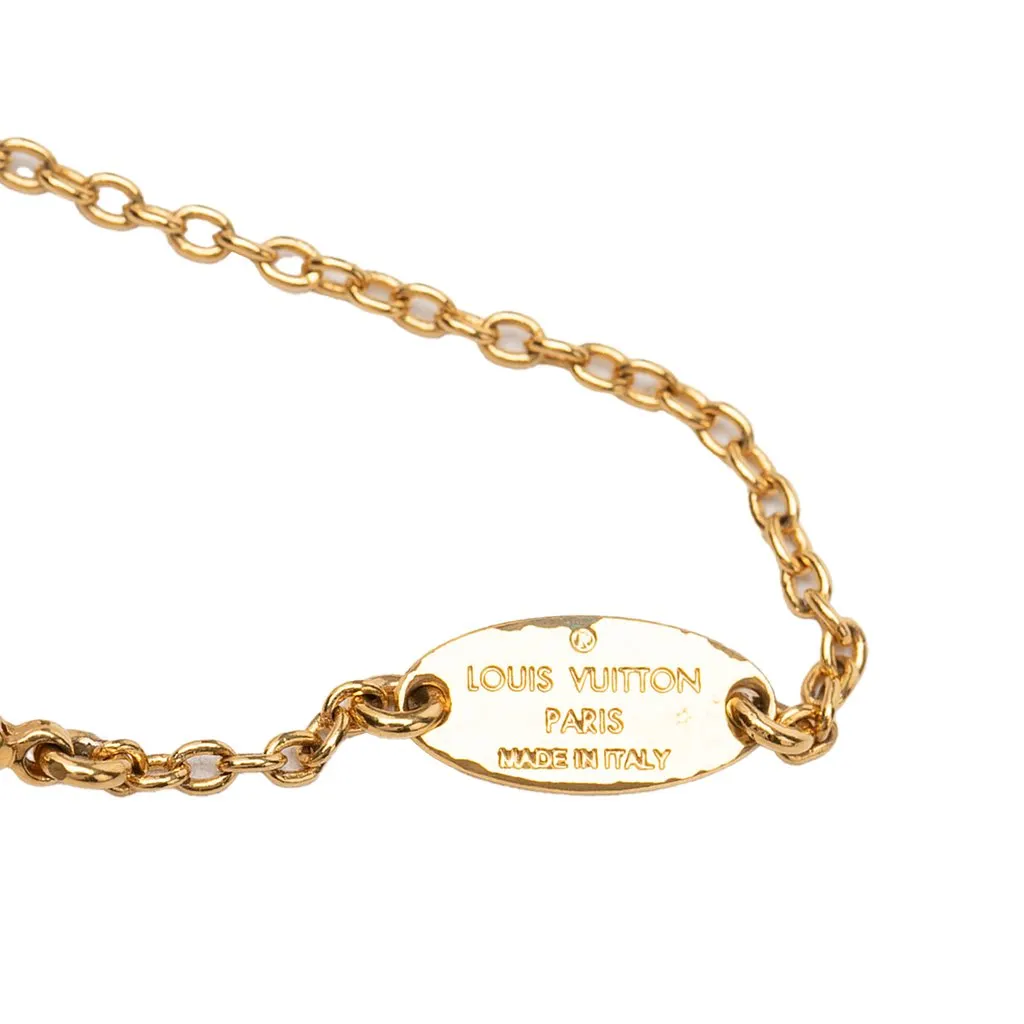 Louis Vuitton Gold Plated Essential V Necklace Gold Metal Good - Box View