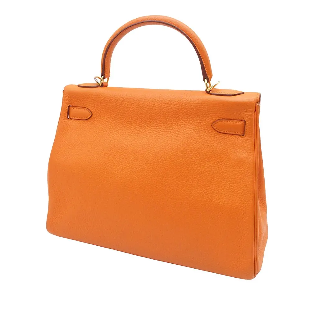 Hermès Togo Kelly II Retourne 32 Orange Leather Very good - Back View