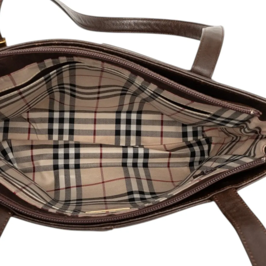 Burberry Leather Tote Brown Leather Very good - Model View