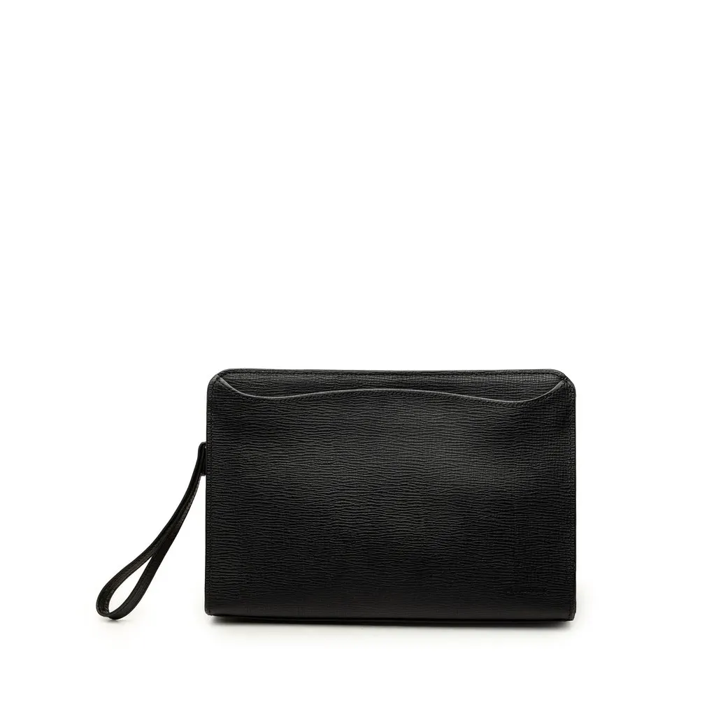 Burberry Leather Clutch Black Leather Very good - Front View