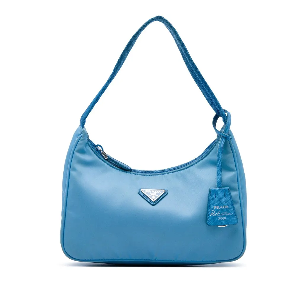 Prada Mini Tessuto Re Edition 2000 Shoulder Bag Blue Polyamide Very good - Front View