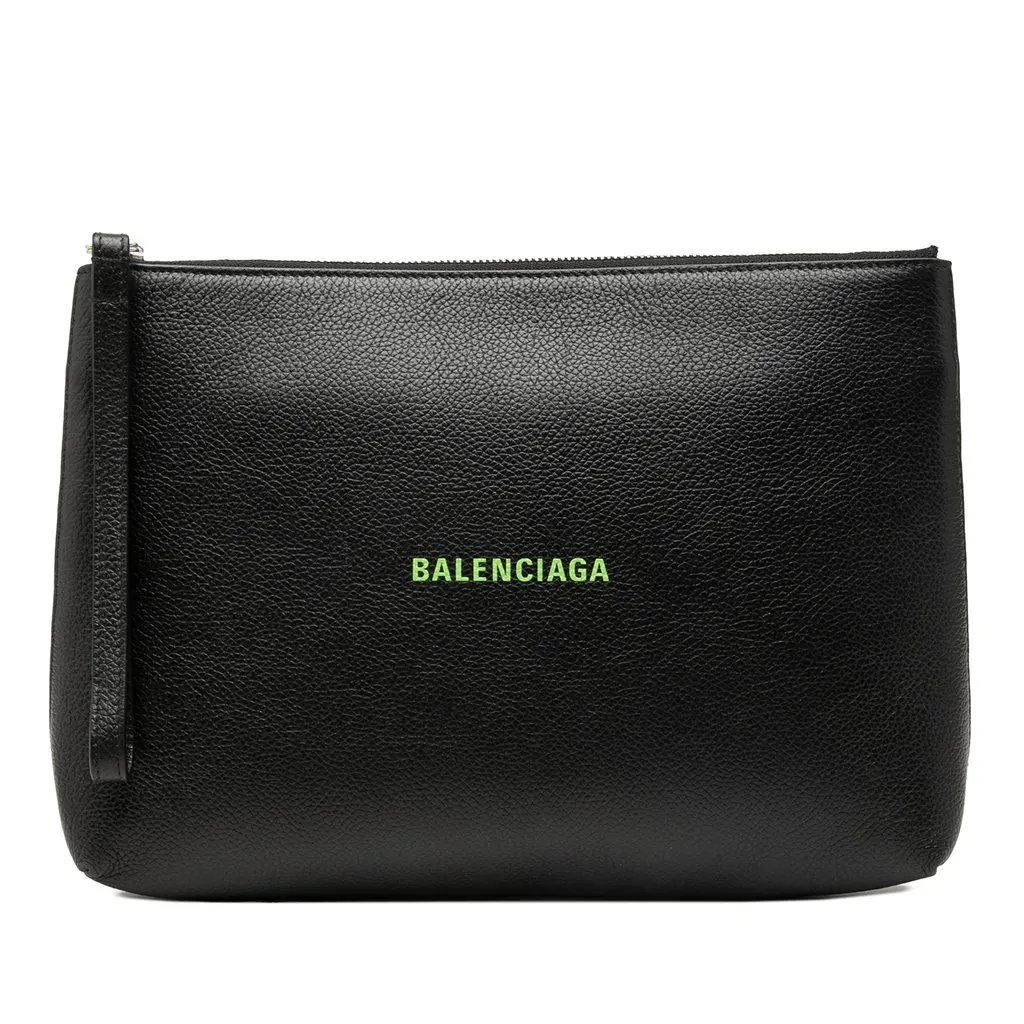 Balenciaga Leather Everyday Clutch Black Leather Very good - Front View