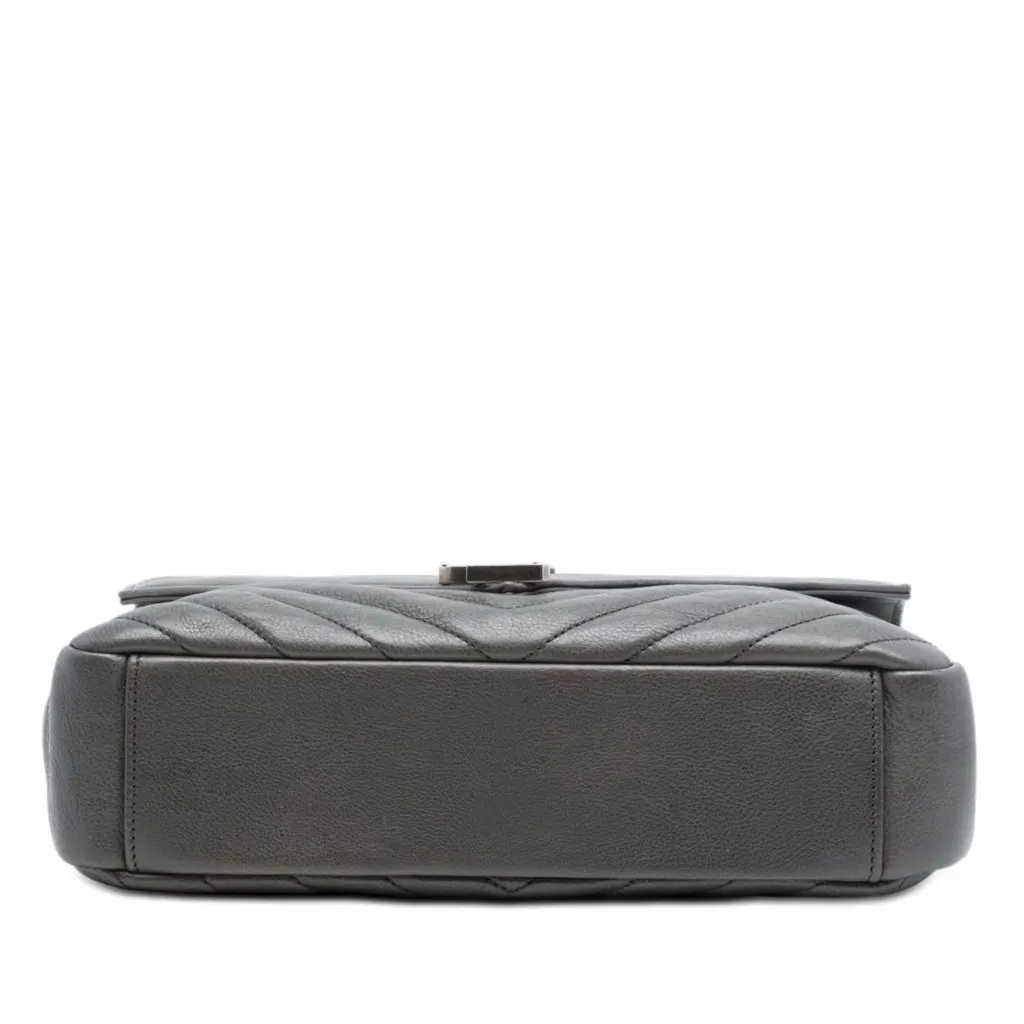 Saint Laurent Medium Chevron Sheepskin Monogram College Satchel MultiColor Leather Good - Inside View