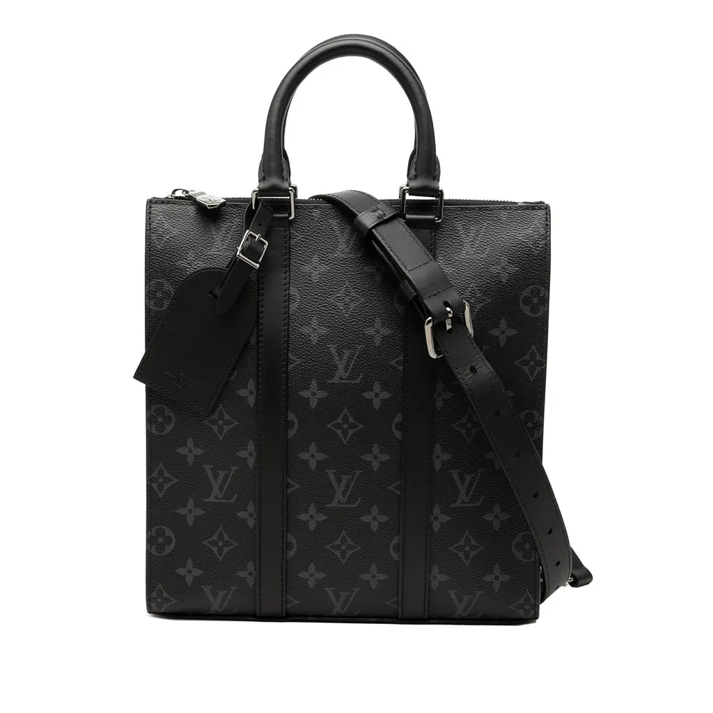 Louis Vuitton Monogram Eclipse Sac Plat Black Very good - Front View