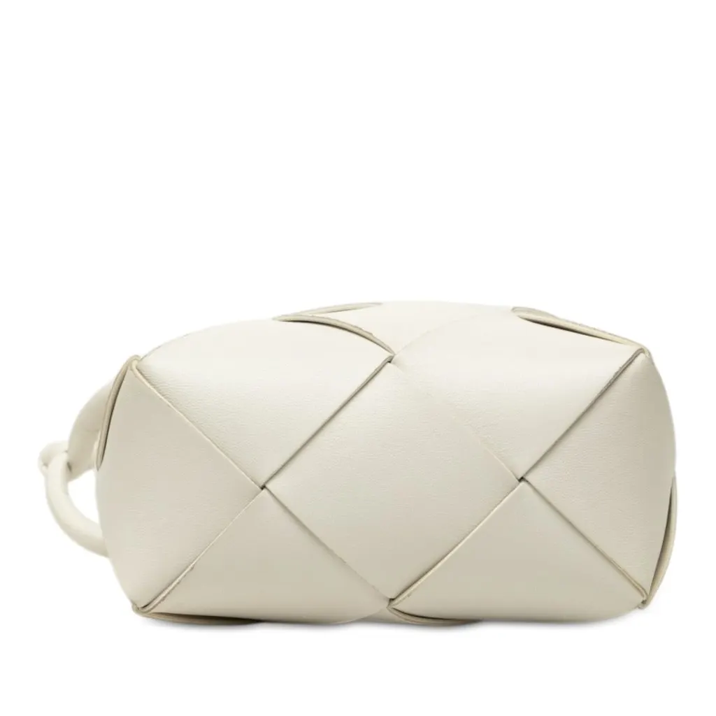 Bottega Veneta Mini Lambskin Intrecciato Cassette Camera Bag White Leather Very good - Inside View