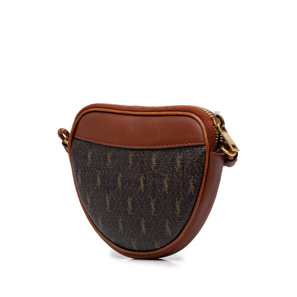 Saint Laurent Micro Le Monogramme Coated Canvas and Leather Coeur Crossbody Brown Canvas Good - Back View