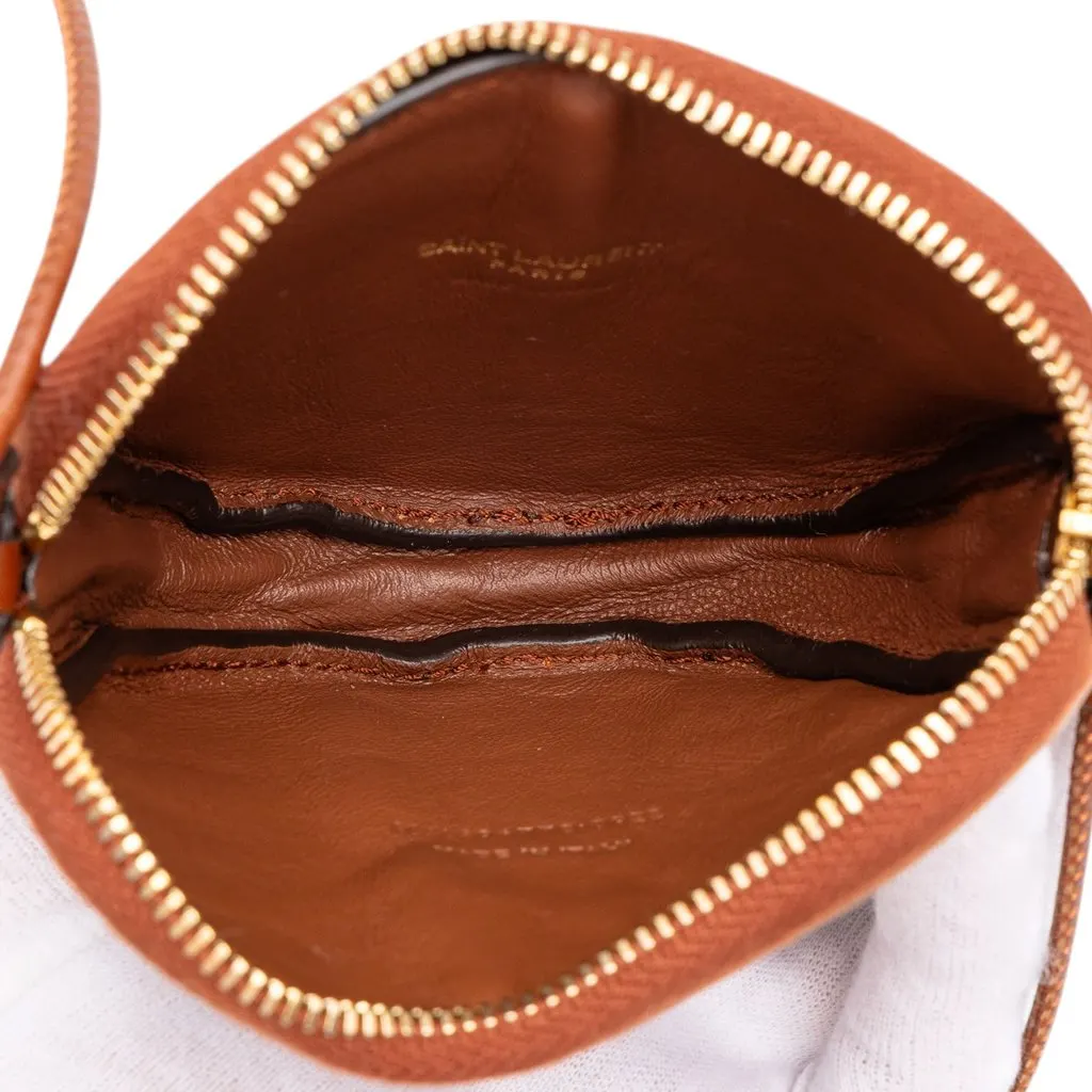 Saint Laurent Micro Le Monogramme Coated Canvas and Leather Coeur Crossbody Brown Canvas Good - Model View