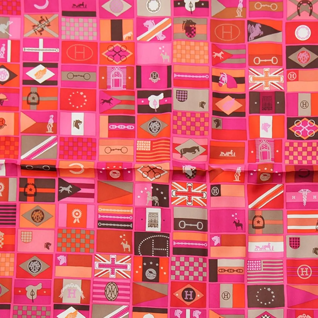 Hermès En Voyage Silk Scarf 90 Pink Very good - Box View