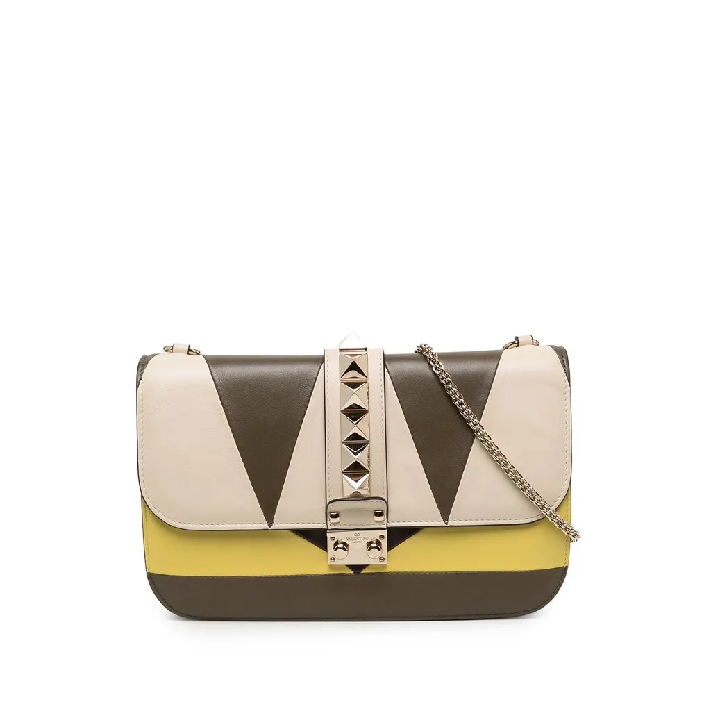 Valentino Medium Multicolor Leather Rockstud Glam Lock Crossbody