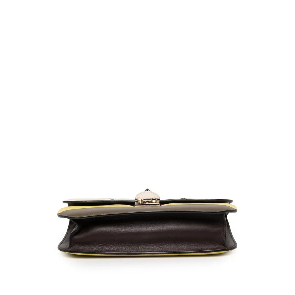 Valentino Medium Multicolor Leather Rockstud Glam Lock Crossbody Yellow Leather Very good - Inside View