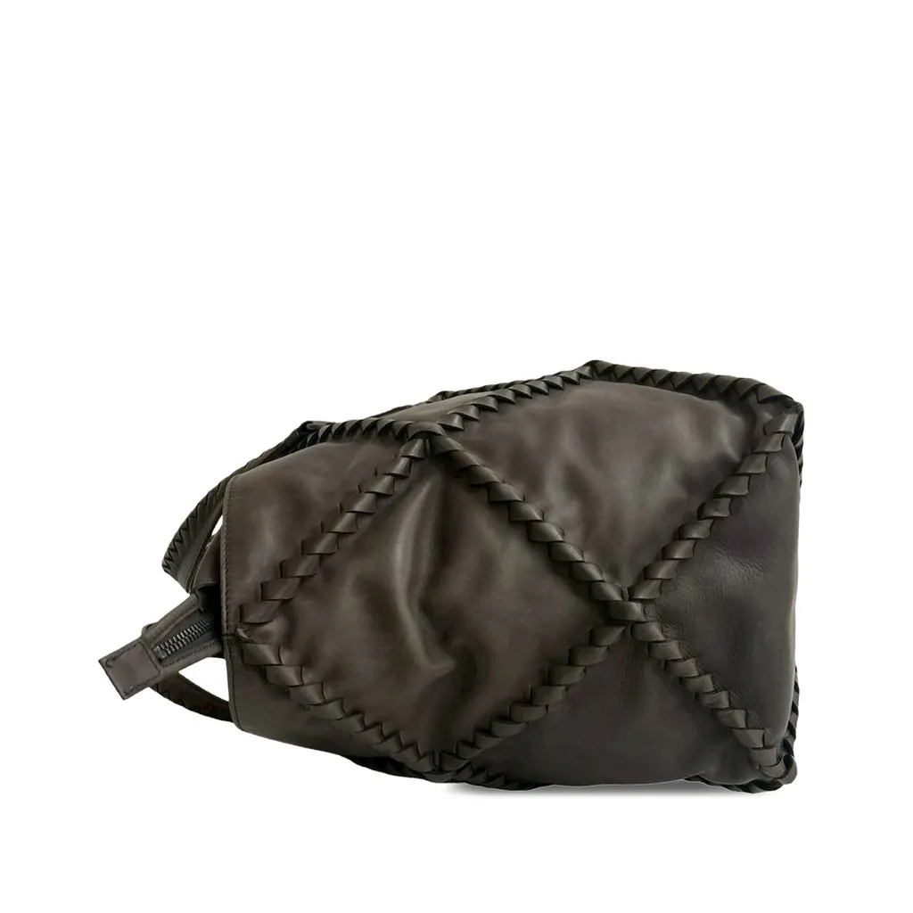 Bottega Veneta Nappa Diamond Intrecciato Tote Brown Leather Very good - Inside View
