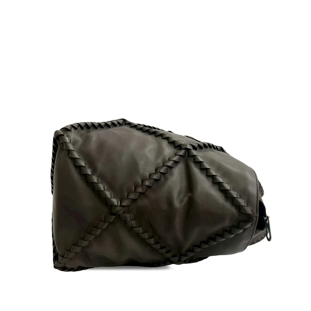 Bottega Veneta Nappa Diamond Intrecciato Tote Brown Leather Very good - Model View