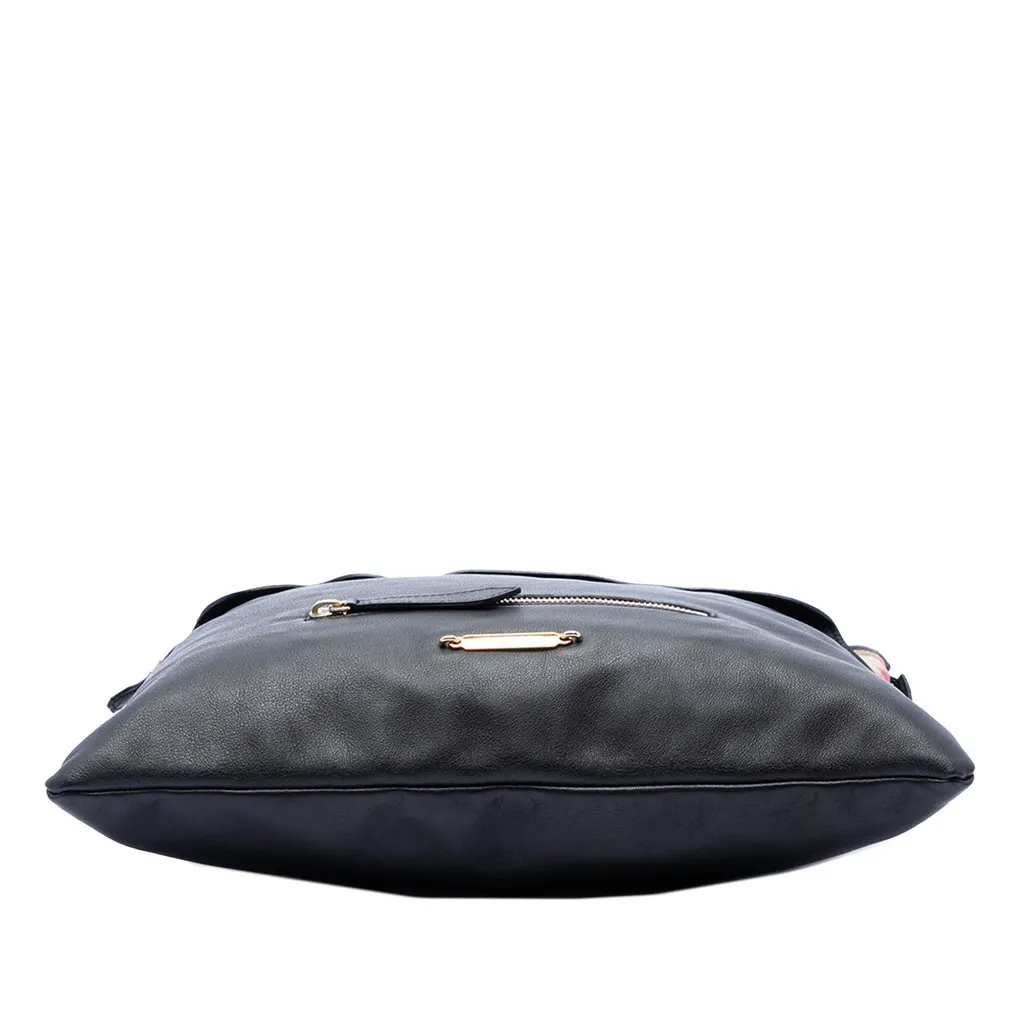 Burberry House Check Trimmed Leather Big Crush Convertible Tote Black Leather Very good - Inside View