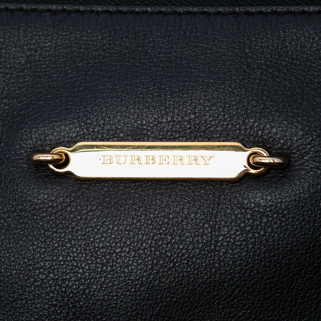 Burberry House Check Trimmed Leather Big Crush Convertible Tote Black Leather Very good - Box View