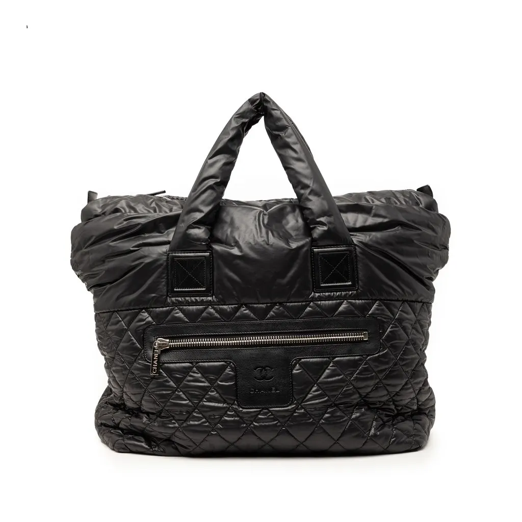 Chanel Large Quilted Nylon Reversible Coco Cocoon Tote Black Very good - Front View