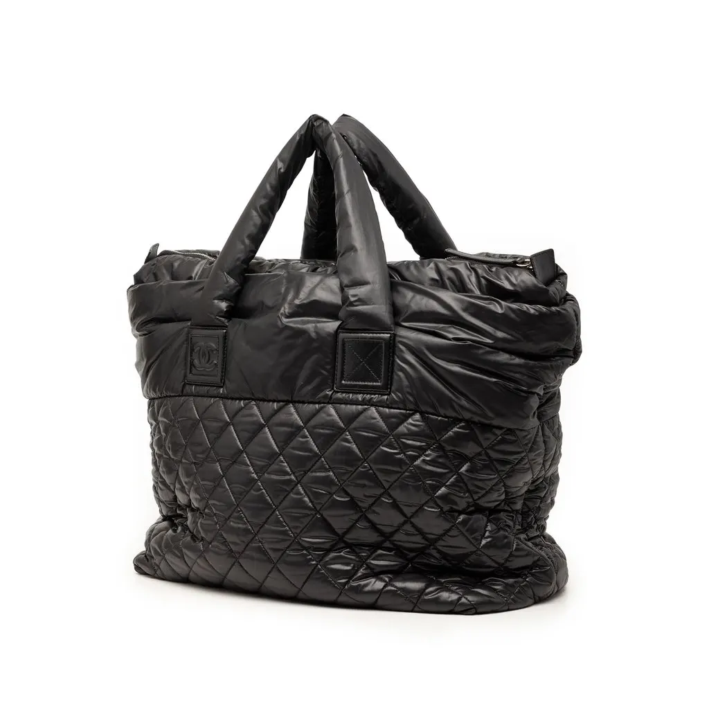 Chanel Large Quilted Nylon Reversible Coco Cocoon Tote Black Very good - Back View