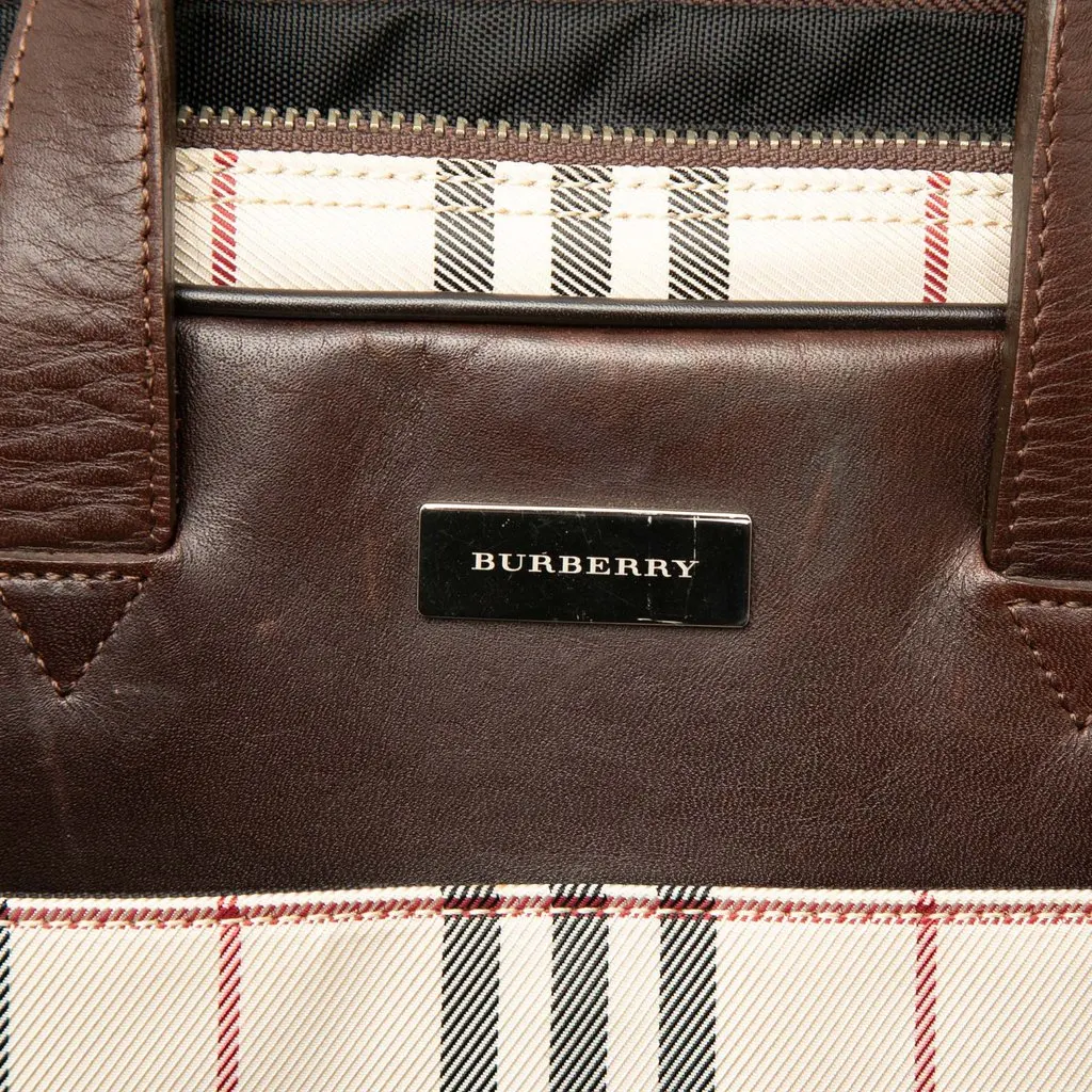 Burberry House Check Canvas Business Bag Beige Canvas Good - Box View