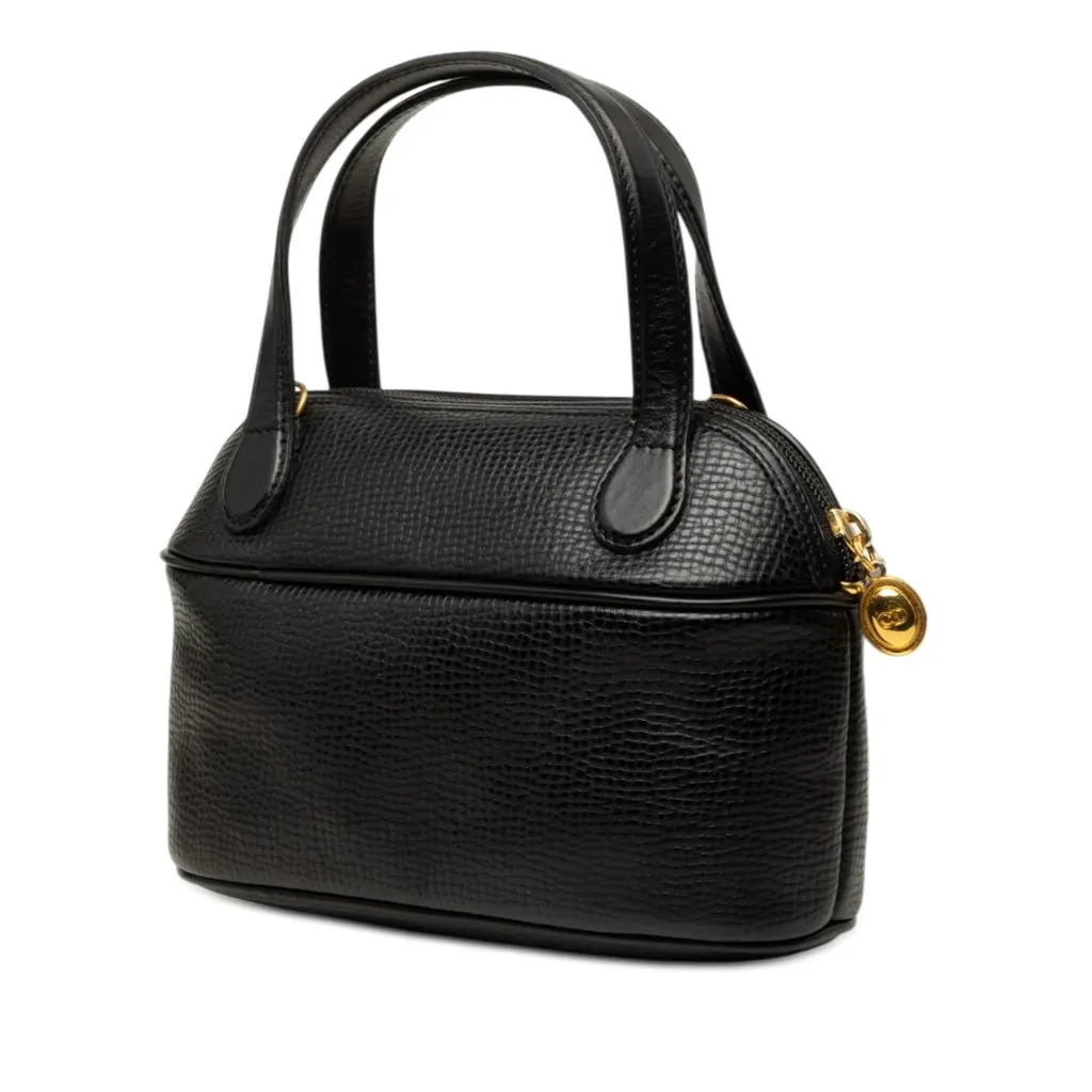 Dior Leather Top Handle Bag Black Leather Good - Back View