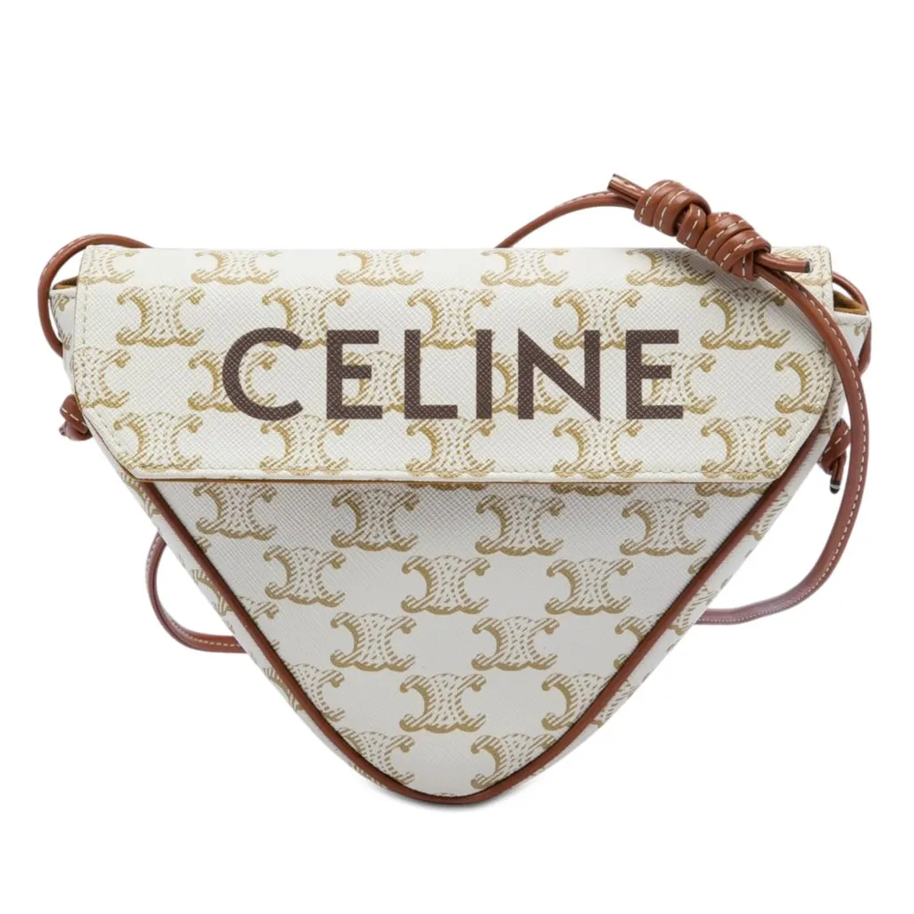 Celine Triomphe Coated Canvas Triangle Crossbody Beige Canvas Very good - Front View