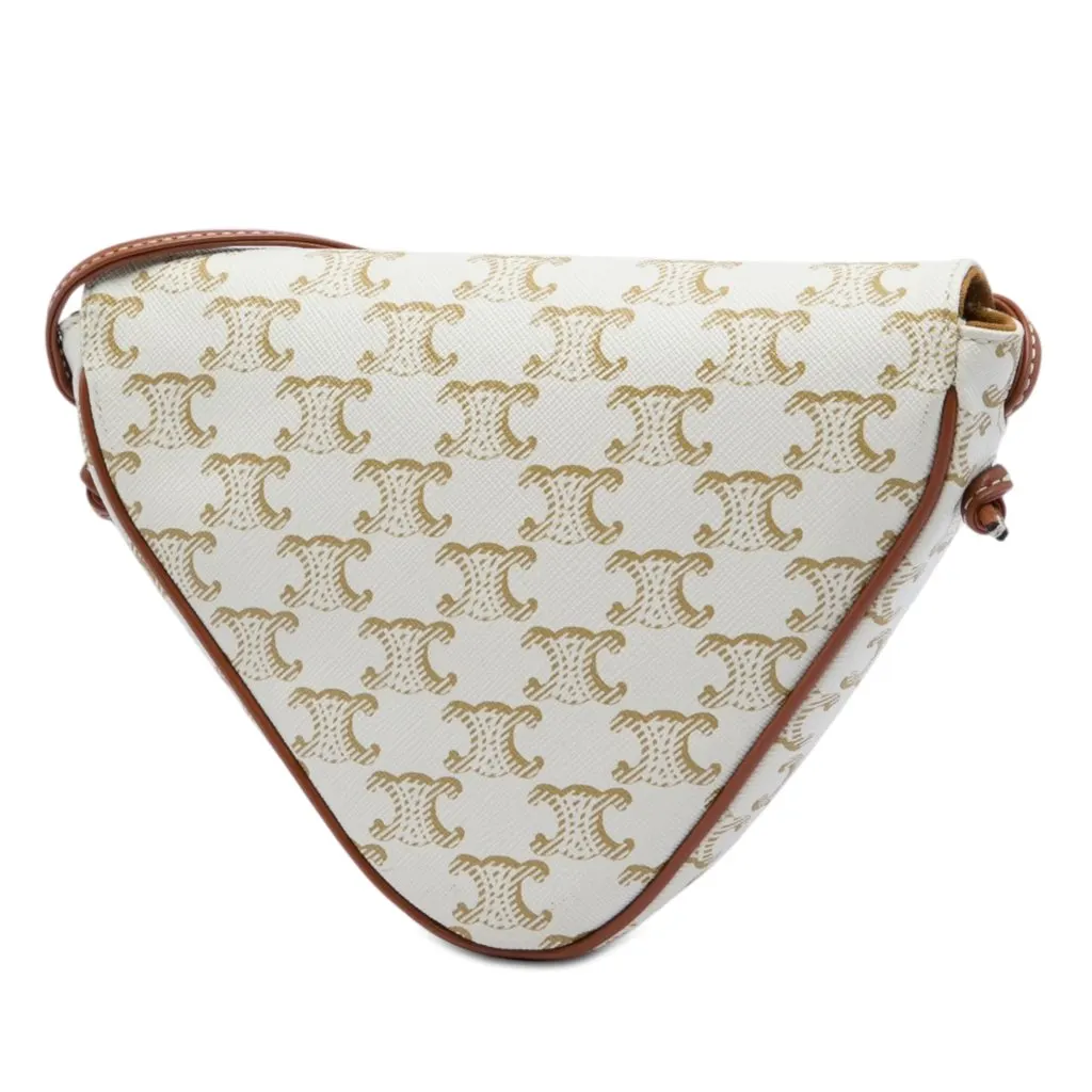 Celine Triomphe Coated Canvas Triangle Crossbody Beige Canvas Very good - Back View