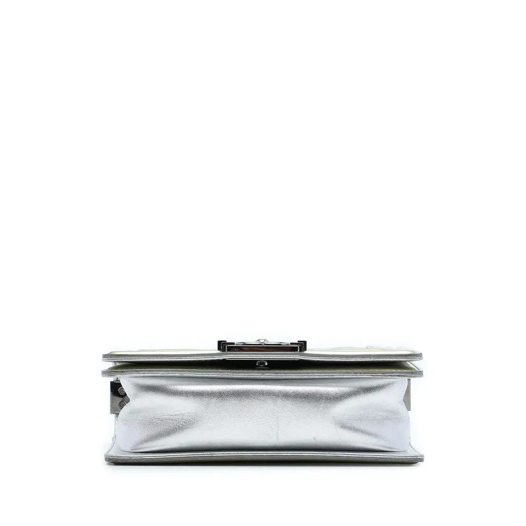 Chanel Small Bicolor Quilted Metallic Patent Boy Flap Gold Leather Very good - Inside View