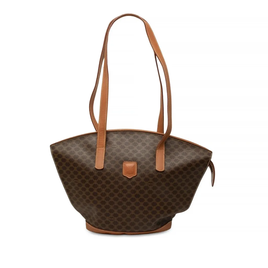 Celine Macadam Coated Canvas Shoulder Bag Brown Canvas Good - Front View