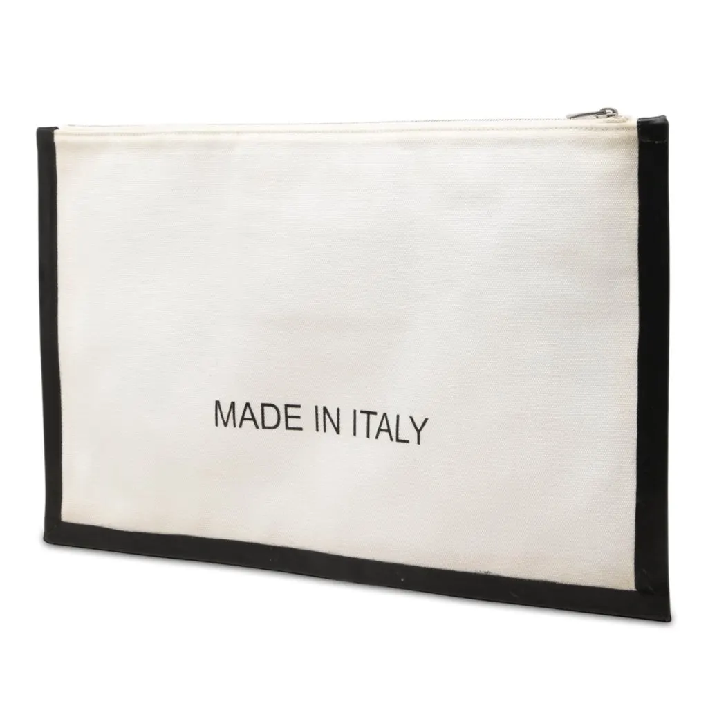 Celine Canvas Logo Clutch White Canvas Very good - Back View