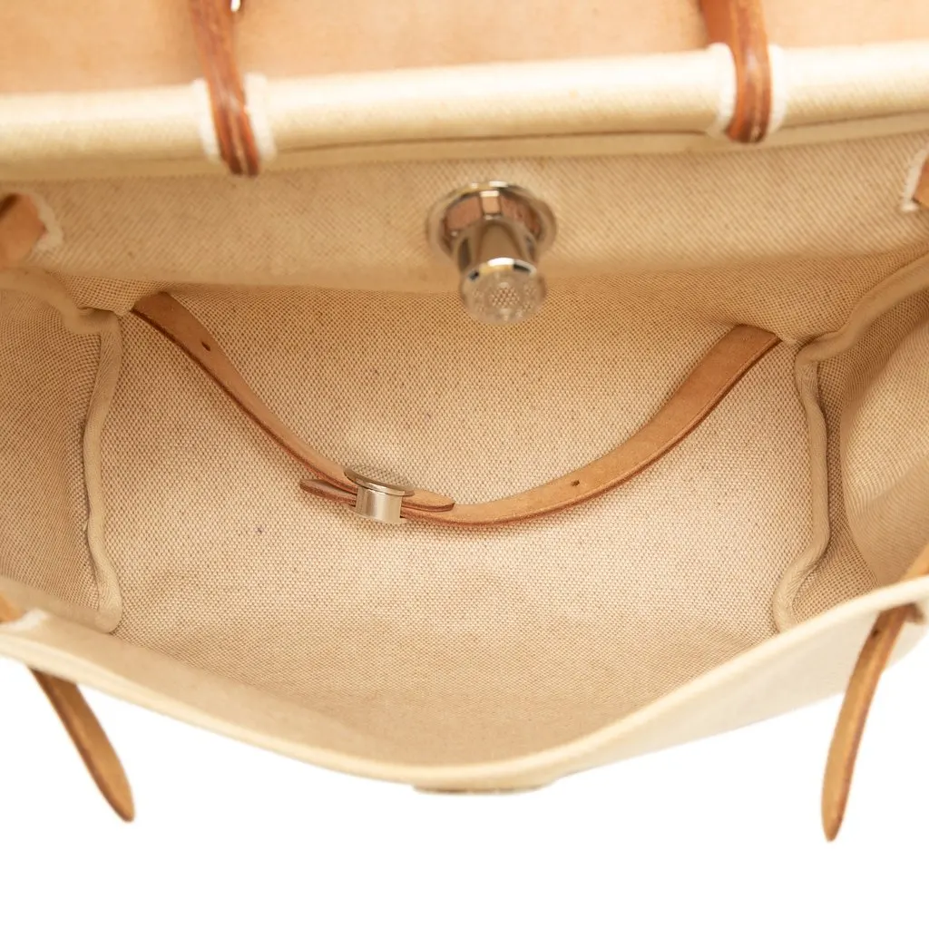 Hermès Toile Herbag Backpack PM Beige Canvas Good - Model View