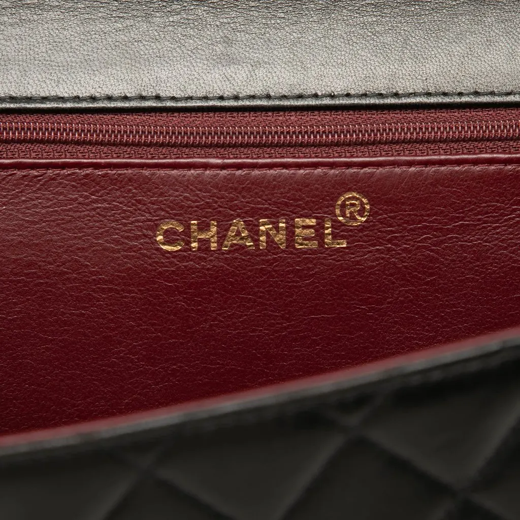 Chanel CC Quilted Lambskin Single Flap Black Leather Very good - Box View