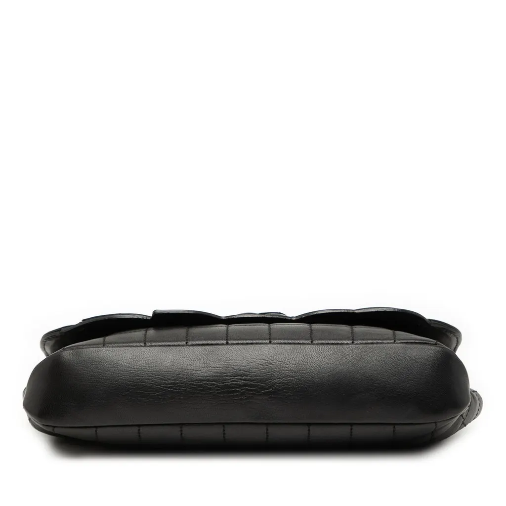 Chanel Camellia CC Choco Bar No 5 Lambskin Shoulder Bag Black Leather Very good - Inside View