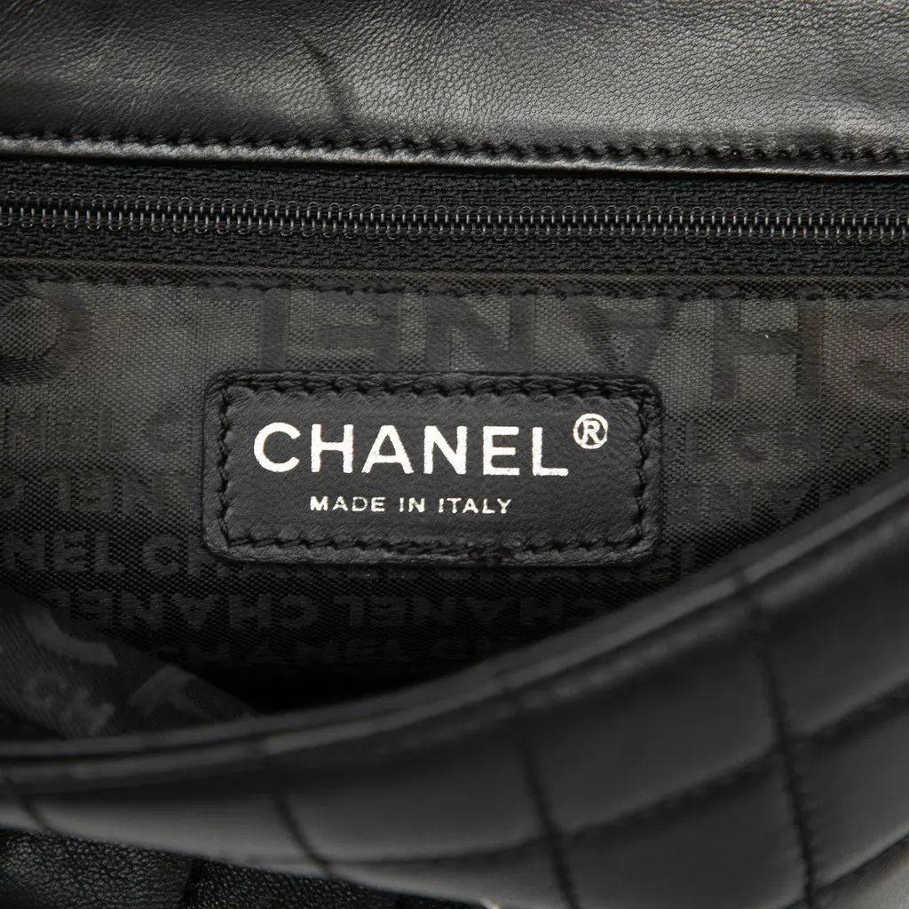Chanel Camellia CC Choco Bar No 5 Lambskin Shoulder Bag Black Leather Very good - Box View