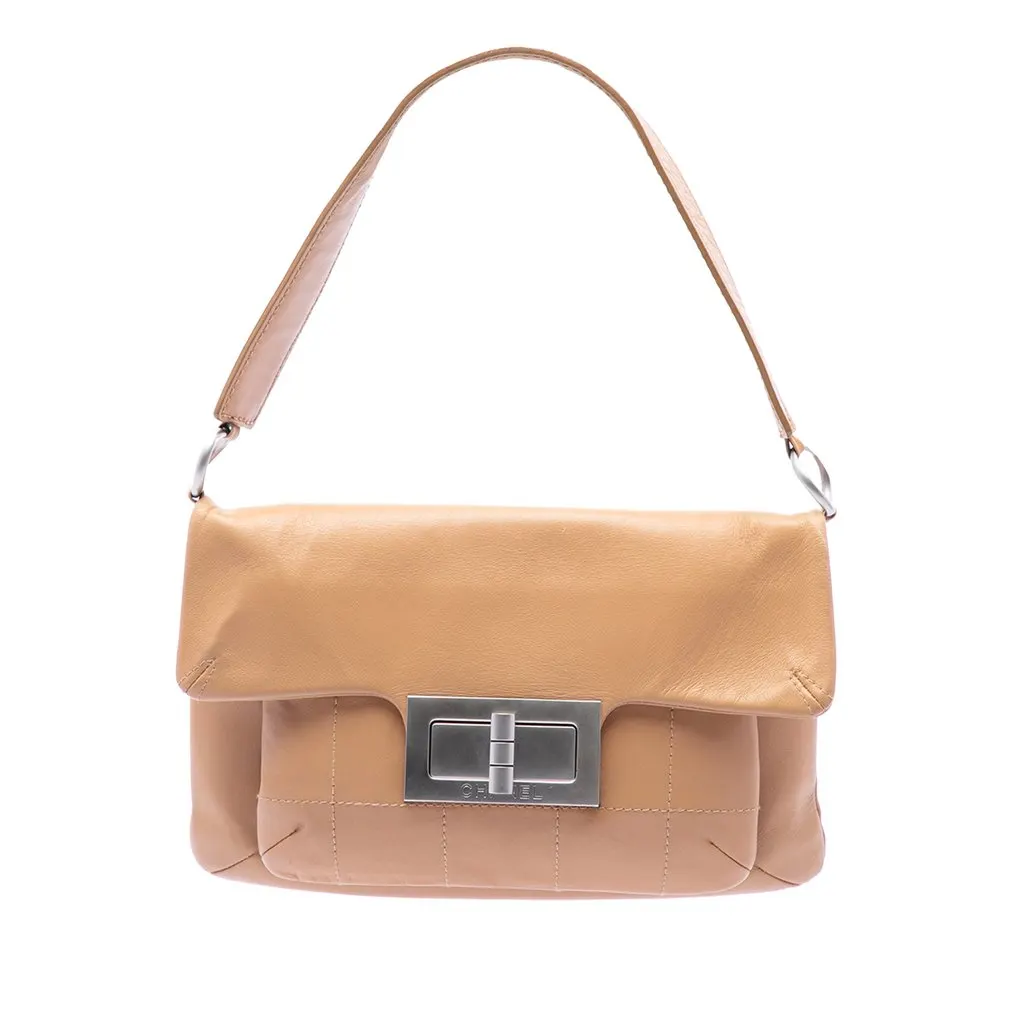 Chanel Calfskin Square Stitched Mademoiselle Shoulder Bag Brown Leather Very good - Front View