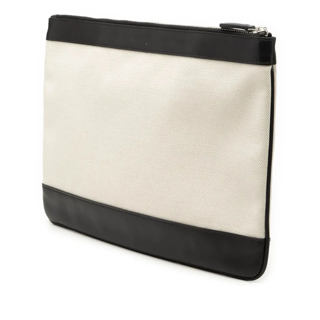 Balenciaga Canvas Navy Clip M Clutch Brown Good - Back View