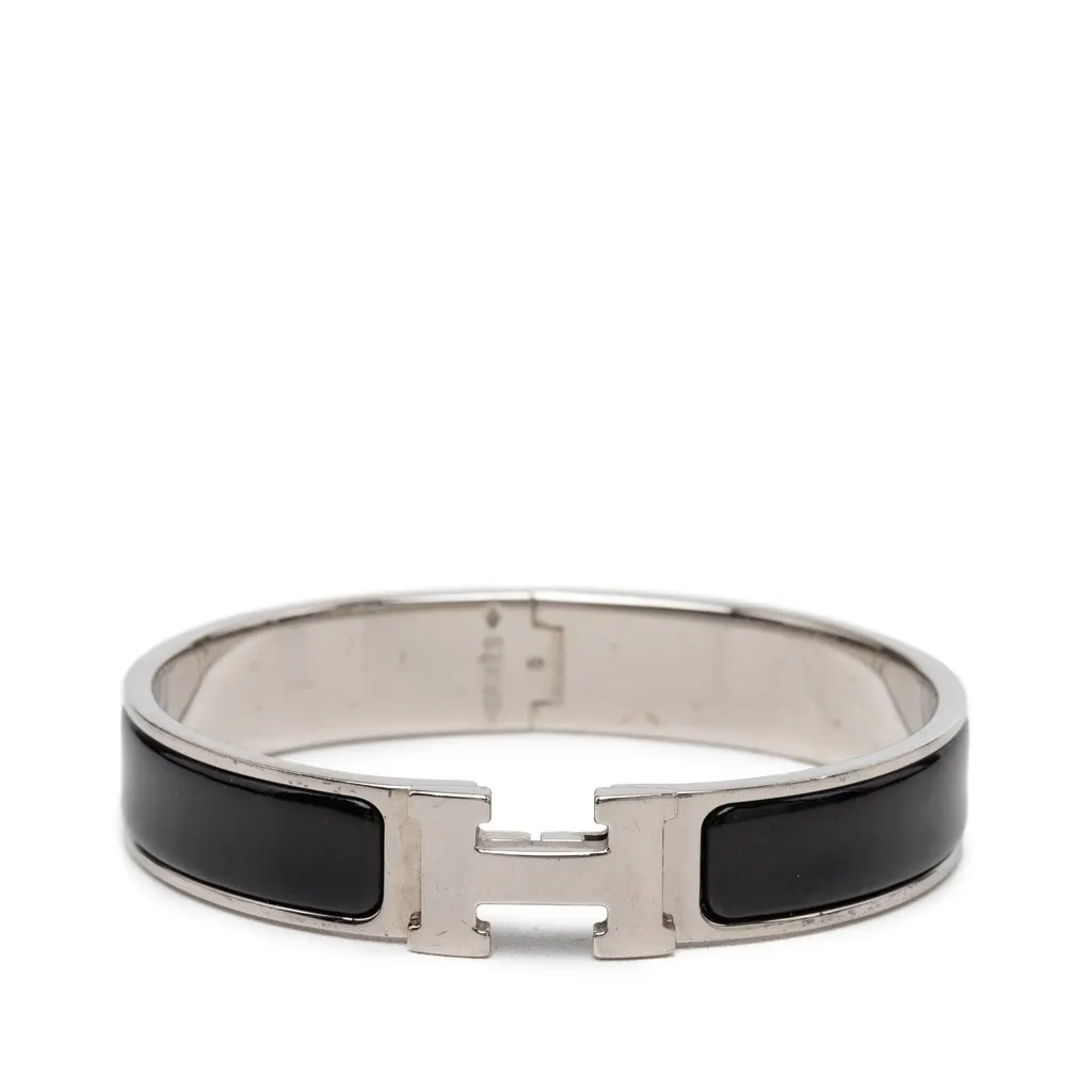 Hermès Narrow Enamel Clic H Bracelet PM Silver Metal Very good - Front View