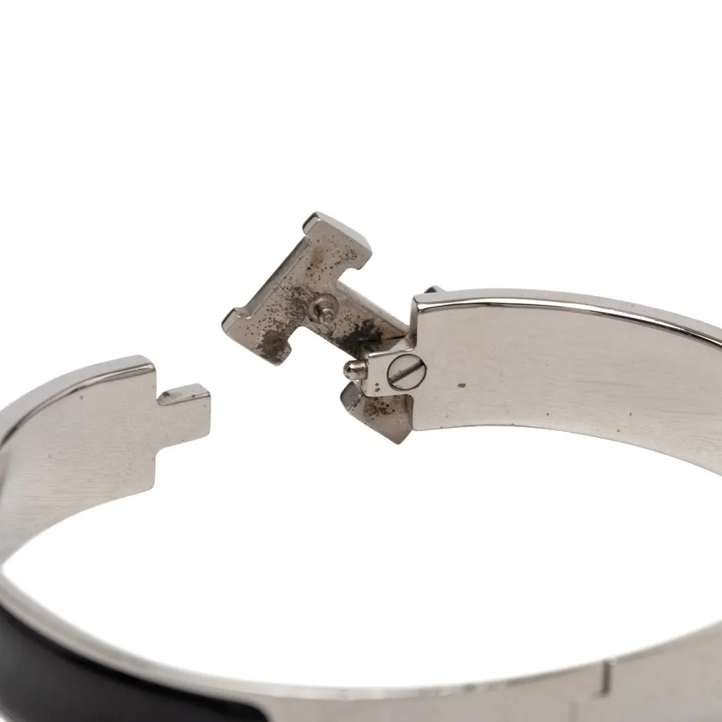 Hermès Narrow Enamel Clic H Bracelet PM Silver Metal Very good - Box View