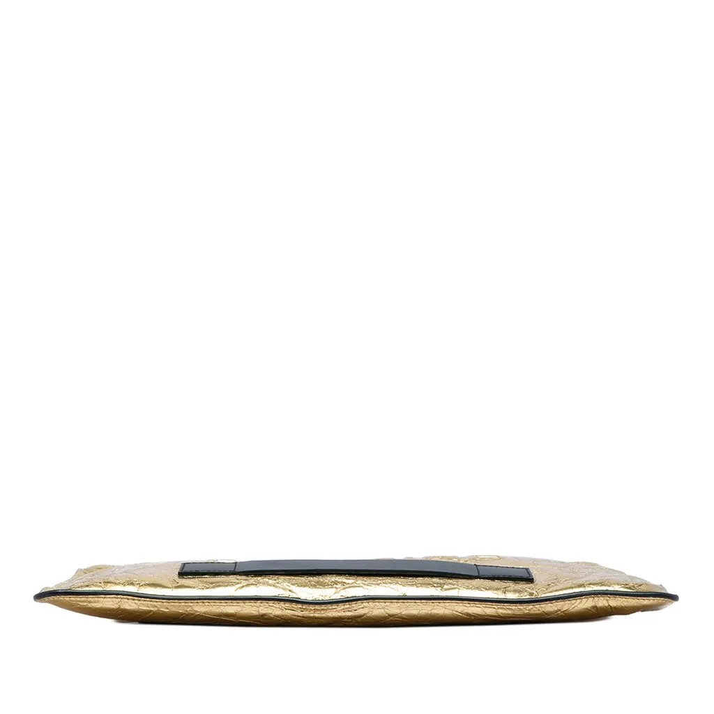 Chanel Metallic Crinkled Calfskin Feministe Mais Feminine Pouch Gold Leather Very good - Inside View