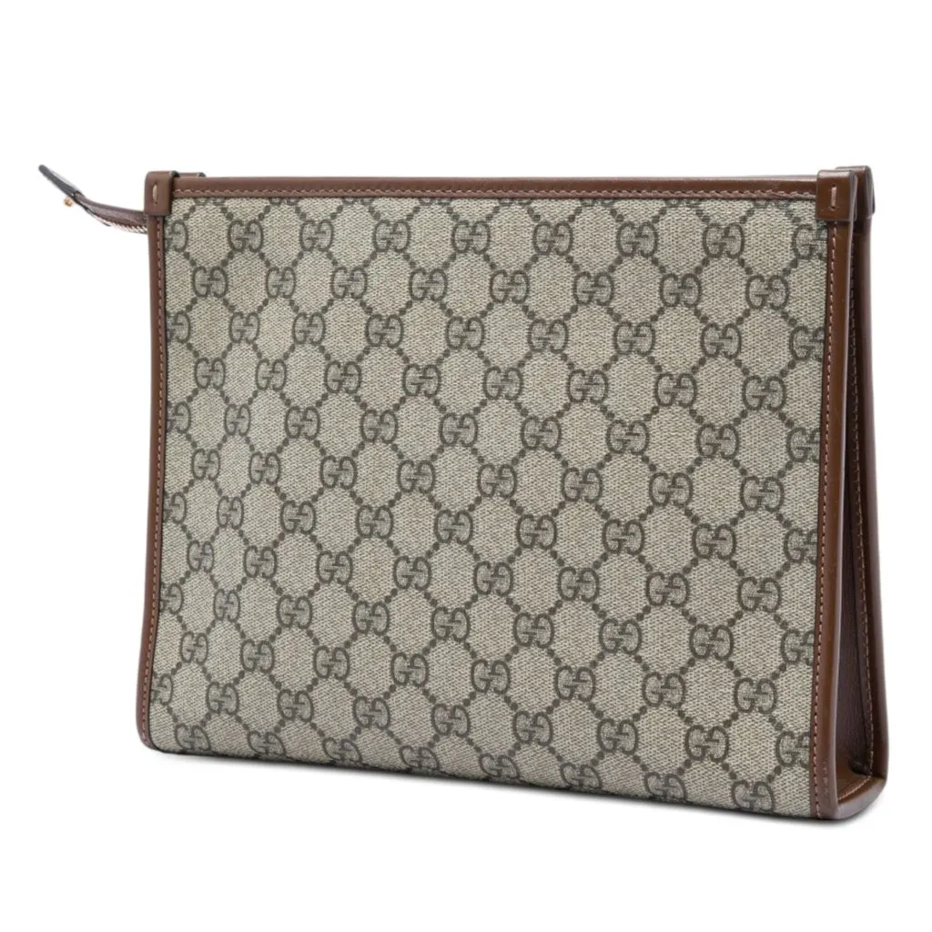 Gucci GG Supreme Retro Interlocking G Clutch Beige Very good - Back View