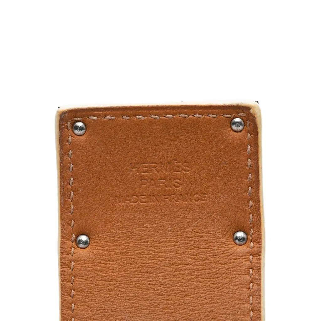 Hermès Epsom and Palladium Plated Kelly Dog Cuff Bracelet White Leather Very good - Model View